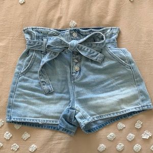 american eagle tie high waisted shorts